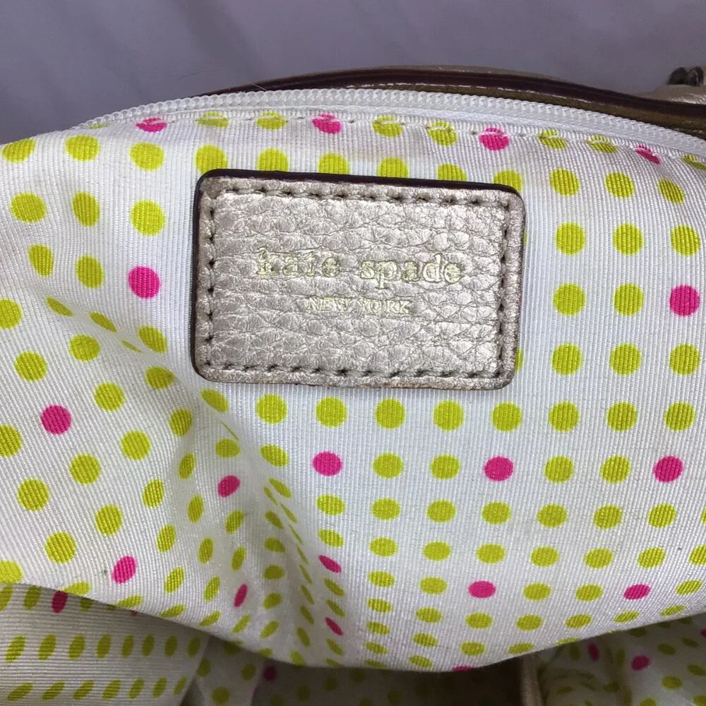 Kate Spade York Street Metallic Gold Leather Satchel • WKRU0812 • Care Cards
